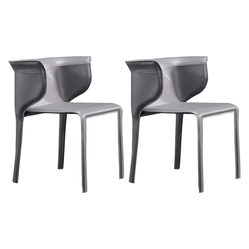 Contemporary Leather Dining Chair Arm Wingback Side Chair for Home Use Dark Gray 2 Piece Set Clearhalo 'Dining Chairs' 'Dining Tables & Seating' 'dining_chair' 'furn' 'furn_dining_chair' 'Furniture' 'Kitchen & Dining Furniture' 5716626