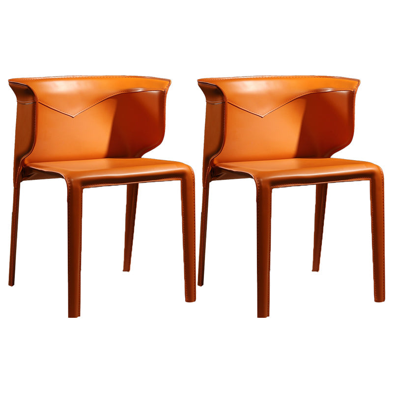 Contemporary Leather Dining Chair Arm Wingback Side Chair for Home Use Orange 2 Piece Set Clearhalo 'Dining Chairs' 'Dining Tables & Seating' 'dining_chair' 'furn' 'furn_dining_chair' 'Furniture' 'Kitchen & Dining Furniture' 5716628