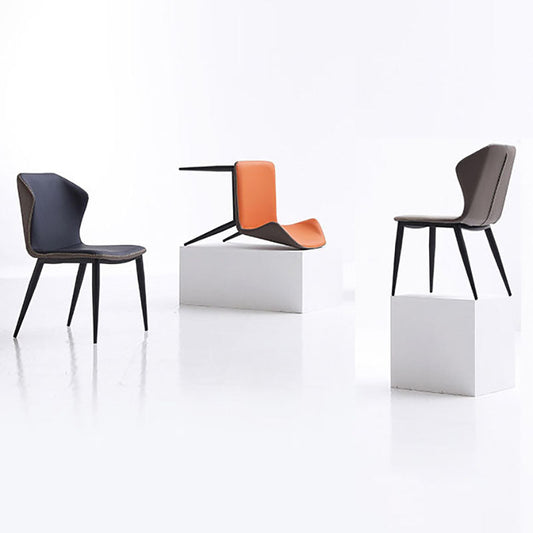 Industrial Wingback Armless Dining Chair Faux Leather Dining Chair for Kitchen