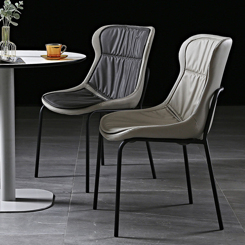 Industrial PU Leather Dining Chairs Solid Back Chair for Home Clearhalo 'Dining Chairs' 'Dining Tables & Seating' 'dining_chair' 'furn' 'furn_dining_chair' 'Furniture' 'Kitchen & Dining Furniture' 5716705
