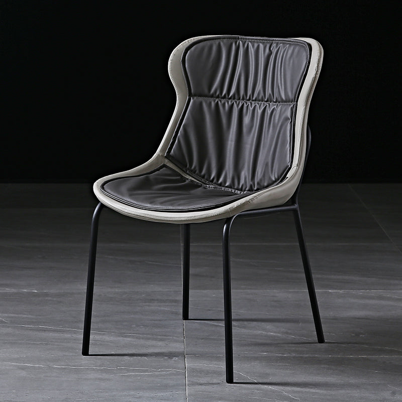 Industrial PU Leather Dining Chairs Solid Back Chair for Home Dark Gray 1 Piece Clearhalo 'Dining Chairs' 'Dining Tables & Seating' 'dining_chair' 'furn' 'furn_dining_chair' 'Furniture' 'Kitchen & Dining Furniture' 5716707