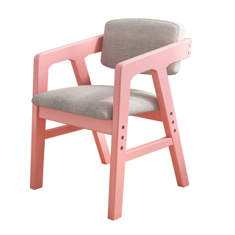 Contemporary Kitchen Chairs Dining Arm Side Chair with Wooden Legs Pink 1 Piece Clearhalo 'Dining Chairs' 'Dining Tables & Seating' 'dining_chair' 'furn' 'furn_dining_chair' 'Furniture' 'Kitchen & Dining Furniture' 5716759