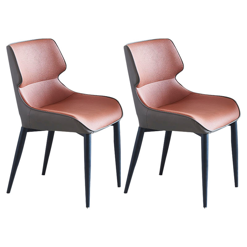 Contemporary Style Chair Dining Arm Wingback Side Chair with Metal Legs for Kitchen Brown 2 Piece Set Clearhalo 'Dining Chairs' 'Dining Tables & Seating' 'dining_chair' 'furn' 'furn_dining_chair' 'Furniture' 'Kitchen & Dining Furniture' 5716783