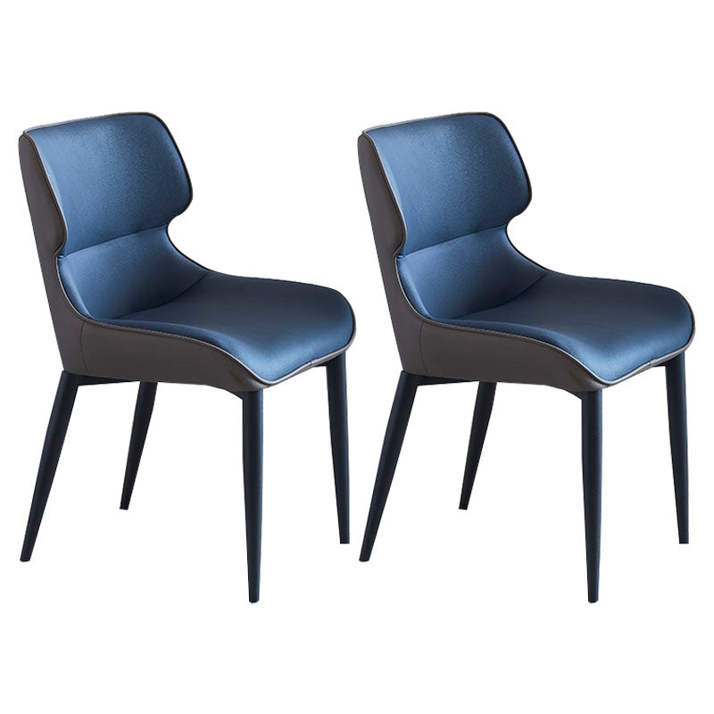 Contemporary Style Chair Dining Arm Wingback Side Chair with Metal Legs for Kitchen Blue 2 Piece Set Clearhalo 'Dining Chairs' 'Dining Tables & Seating' 'dining_chair' 'furn' 'furn_dining_chair' 'Furniture' 'Kitchen & Dining Furniture' 5716784