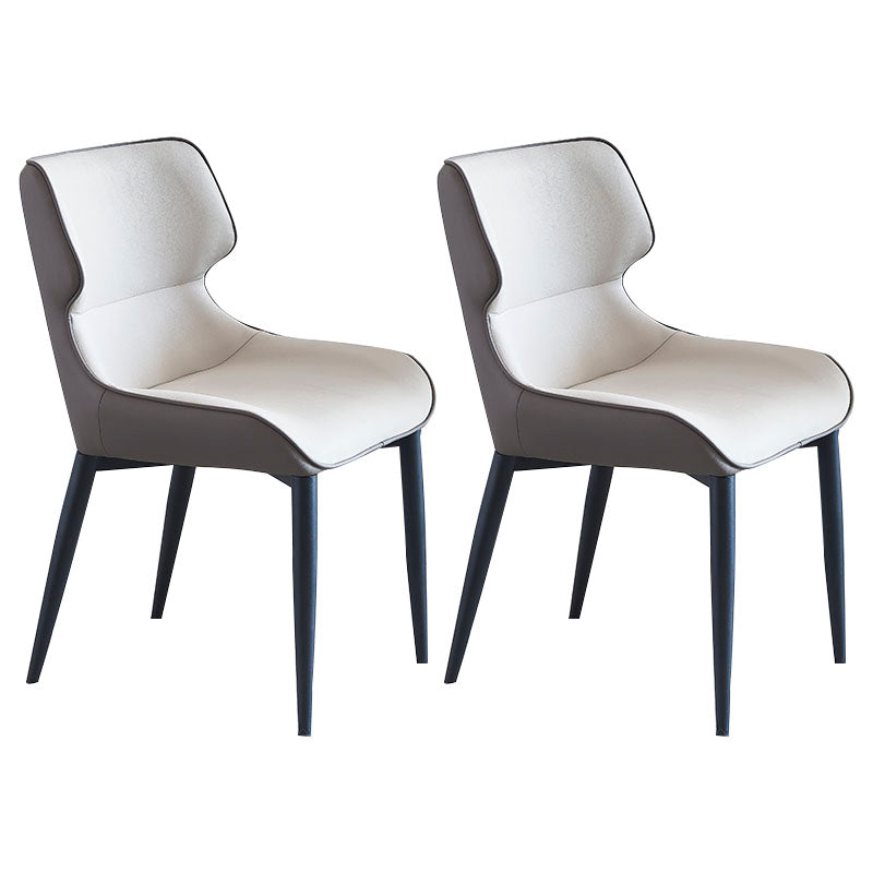 Contemporary Style Chair Dining Arm Wingback Side Chair with Metal Legs for Kitchen Gray-White 2 Piece Set Clearhalo 'Dining Chairs' 'Dining Tables & Seating' 'dining_chair' 'furn' 'furn_dining_chair' 'Furniture' 'Kitchen & Dining Furniture' 5716786