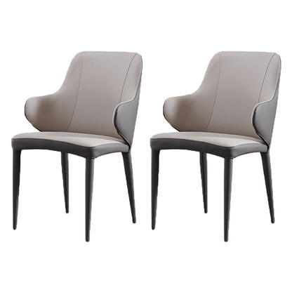 Contemporary Metal Dining Chair Upholstered Arm Chair for Restaurant Use Off-White 2 Piece Set Clearhalo 'Dining Chairs' 'Dining Tables & Seating' 'dining_chair' 'furn' 'furn_dining_chair' 'Furniture' 'Kitchen & Dining Furniture' 5716811