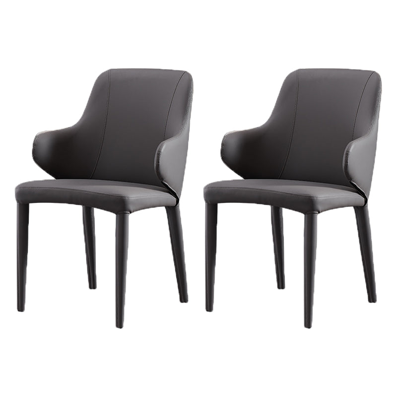 Contemporary Metal Dining Chair Upholstered Arm Chair for Restaurant Use Grey 2 Piece Set Clearhalo 'Dining Chairs' 'Dining Tables & Seating' 'dining_chair' 'furn' 'furn_dining_chair' 'Furniture' 'Kitchen & Dining Furniture' 5716812