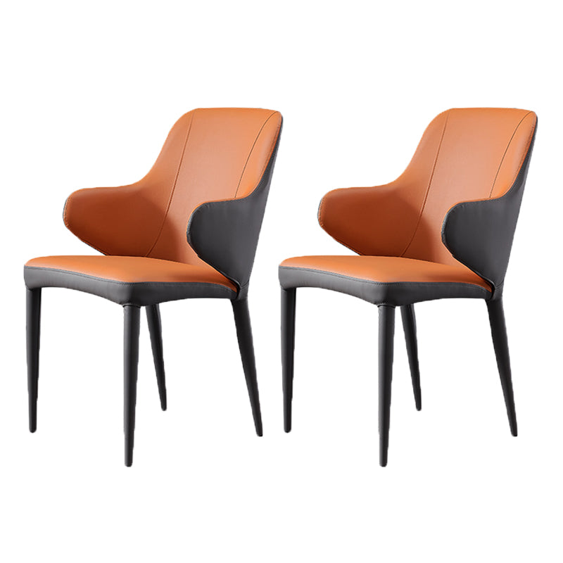 Contemporary Metal Dining Chair Upholstered Arm Chair for Restaurant Use Orange 2 Piece Set Clearhalo 'Dining Chairs' 'Dining Tables & Seating' 'dining_chair' 'furn' 'furn_dining_chair' 'Furniture' 'Kitchen & Dining Furniture' 5716814