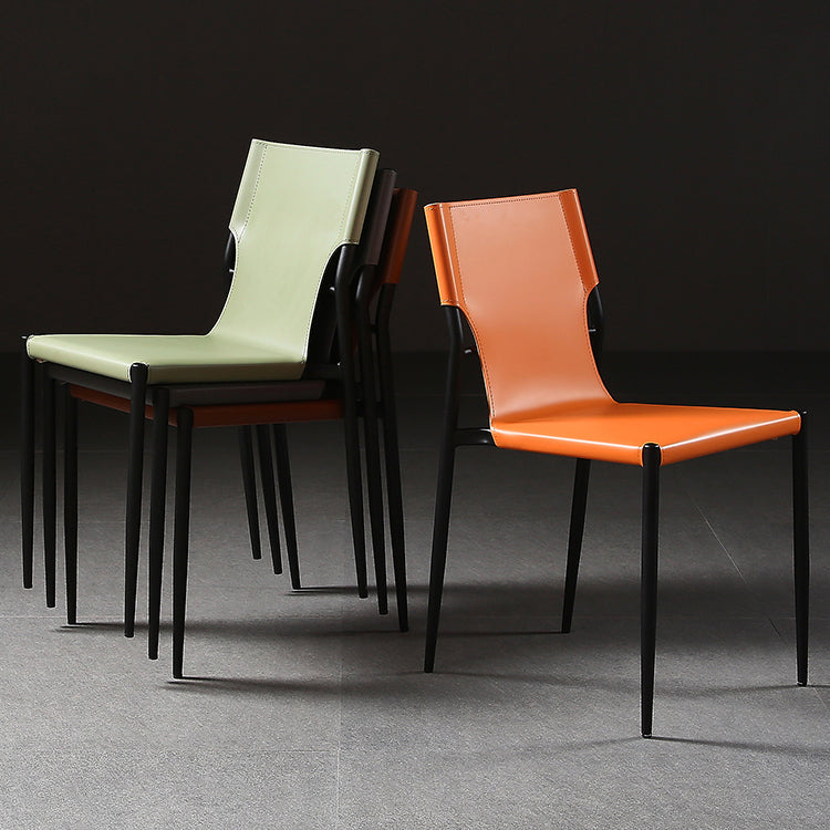 Industrial PU Leather Dining Chairs Solid Back Chair for Home Use