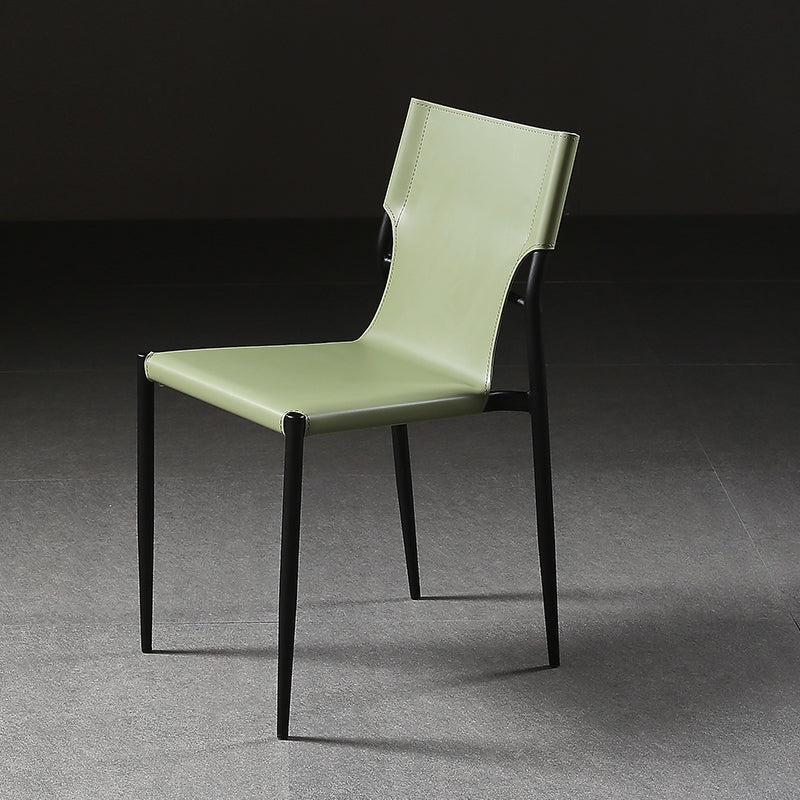 Industrial PU Leather Dining Chairs Solid Back Chair for Home Use