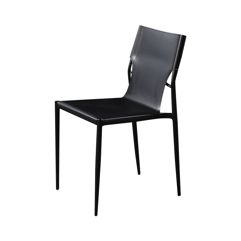 Industrial PU Leather Dining Chairs Solid Back Chair for Home Use