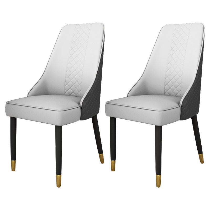 Glam Wood Dining Armless Chair Faux Leather Dining Chair for Home Use