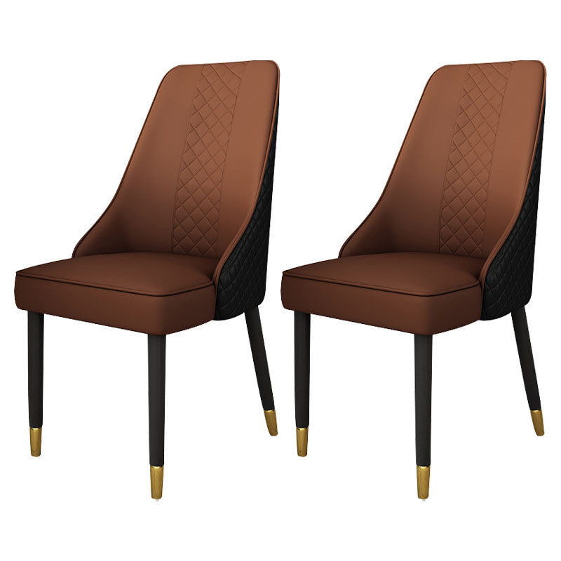 Glam Wood Dining Armless Chair Faux Leather Dining Chair for Home Use