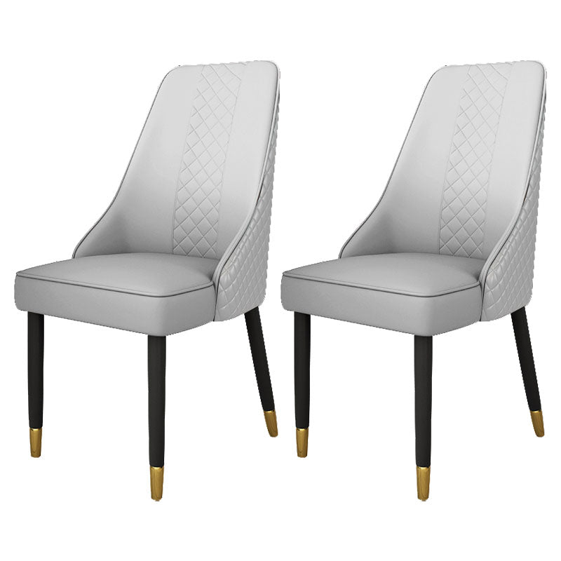 Glam Wood Dining Armless Chair Faux Leather Dining Chair for Home Use