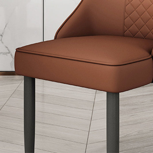 Glam Wood Dining Armless Chair Faux Leather Dining Chair for Home Use