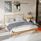 Metal Slat Bed Low Profile Luxurious Bed Frame with Headboard