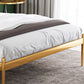 Metal Slat Bed Low Profile Luxurious Bed Frame with Headboard
