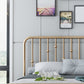 Luxe low profile bedframe metalen standaardbed met hoofdeinde met hoofdeinde