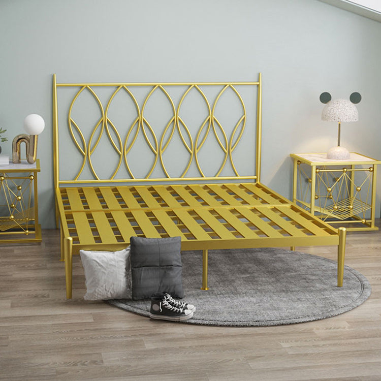 47" Tall Glam Open-Frame Bed Metal Standard Bed with Headboard