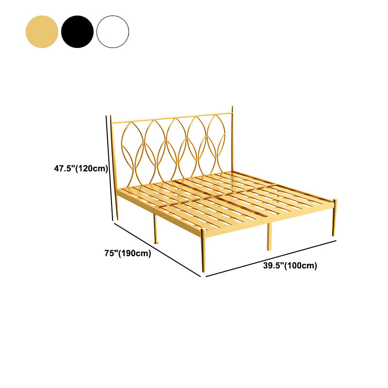47" Tall Glam Open-Frame Bed Metal Standard Bed with Headboard
