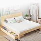Solid Wood Storage Panel Bed with Headboard  Bed with Drawers
