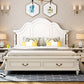 Wood Victorian Bed Frame White Camelback Headboard Panel Bed