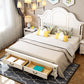 Wood Victorian Bed Frame White Camelback Headboard Panel Bed