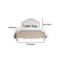 White Victorian Bed Frame Wood Panel Bed with Camelback Headboard