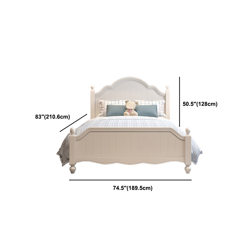 Wit Victoriaans bedframe houten paneelbed met Camelback -hoofdeinde