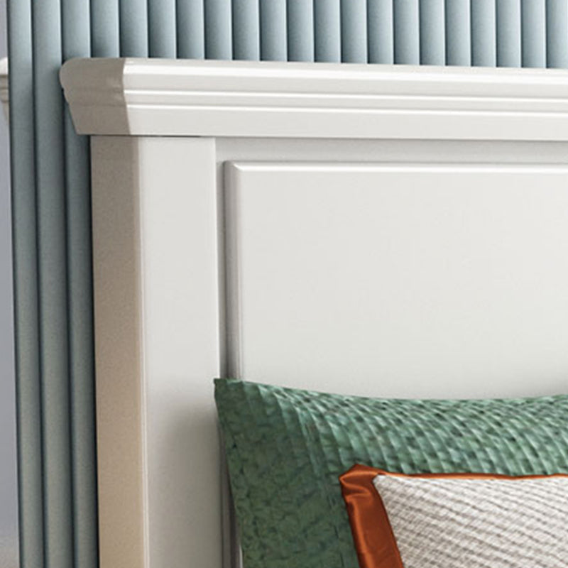 Zeitgenössisches weißes Holzstandard mit rechteckigem Kopfteil