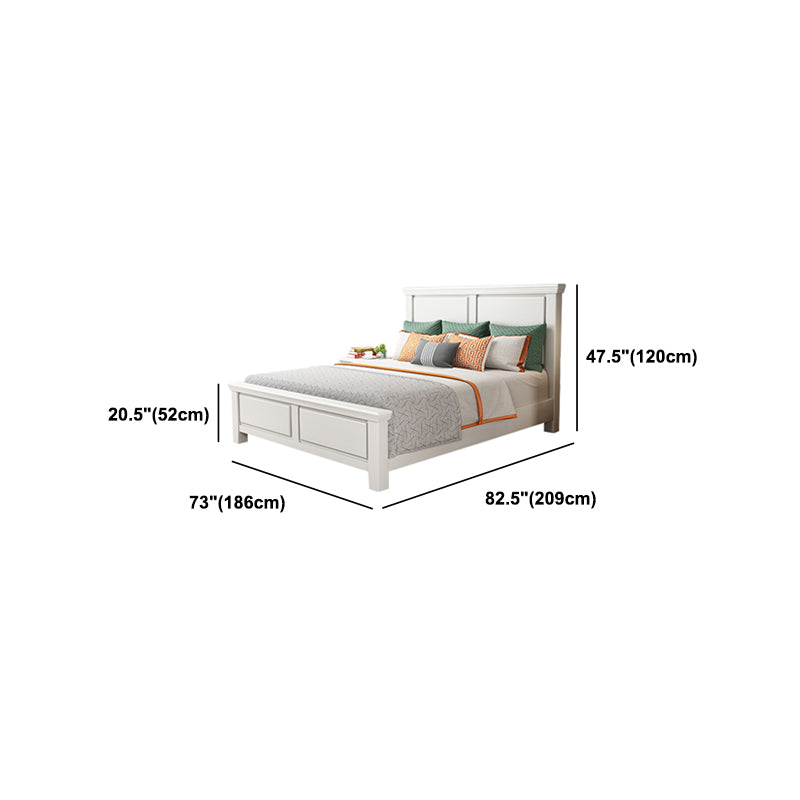 Cama estándar de madera blanca contemporánea con cabecera rectangular