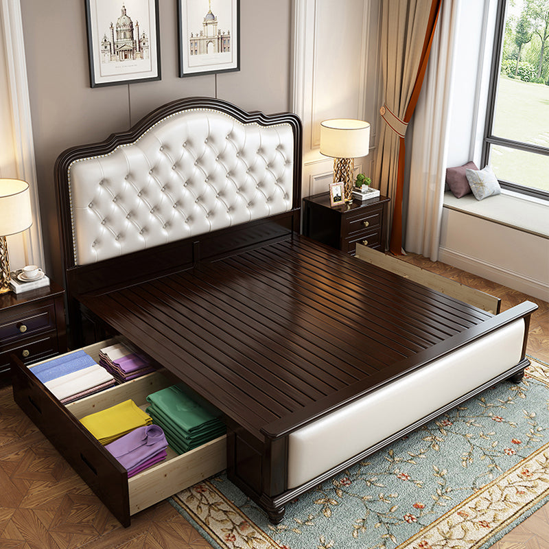 Traditional Standard Bed with Tufted and Camelback Panel Headboard Single Bed Unavailable Clearhalo 'Bedroom Furniture' 'Beds' 'furn' 'furn_beds' 'Furniture' 5717217