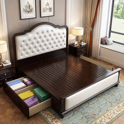Traditional Standard Bed with Tufted and Camelback Panel Headboard Single Bed Unavailable Clearhalo 'Bedroom Furniture' 'Beds' 'furn' 'furn_beds' 'Furniture' 5717217
