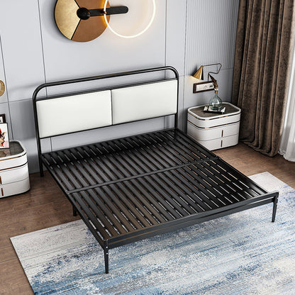 Metalen lattenbed 79 inch breed met rechthoekige gestoffeerd hoofdeinde