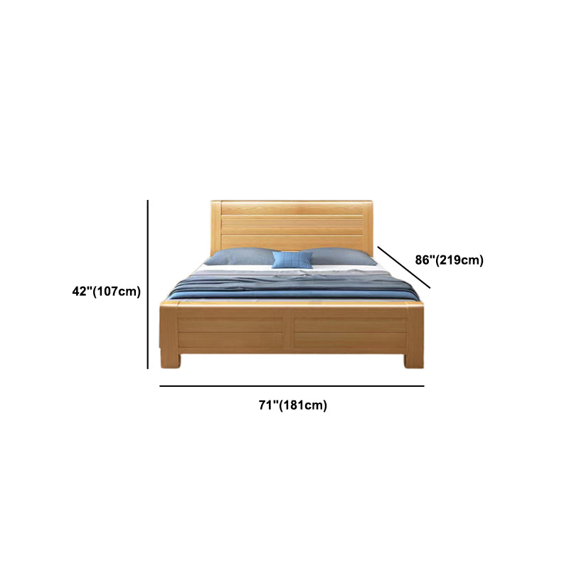 Cama de trineo de madera natural escandinavo con cabecera rectangular