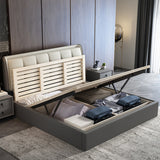 Lit standard rectangulaire gris avec lit en bois lit en bois