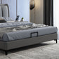 Cama rectangular gris cama estándar con cama de madera