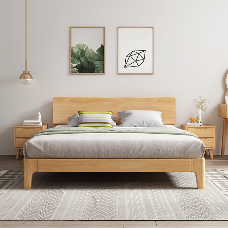 Traditional Wooden Standard Bed with Rectangular Headboard Bed Natural Single Bed Clearhalo 'Bedroom Furniture' 'Beds' 'furn' 'furn_beds' 'Furniture' 5717385