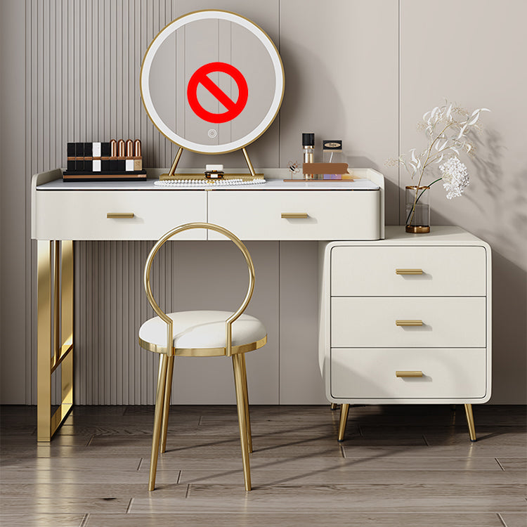 Wood and Metal Vanity Table in White/Grey Makeup Vanity Desk