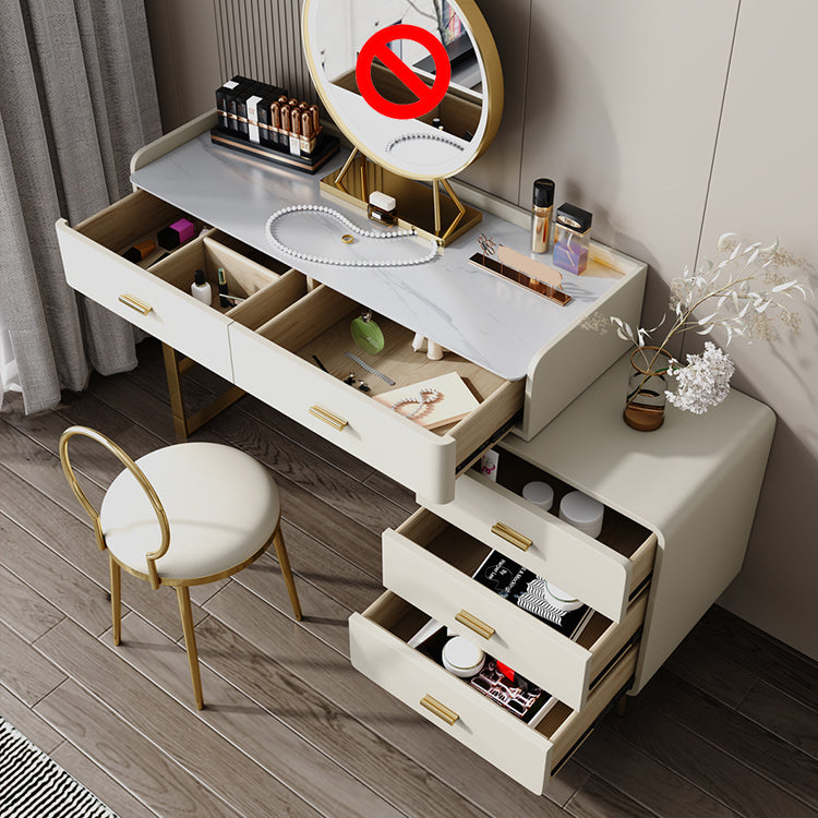 Wood and Metal Vanity Table in White/Grey Makeup Vanity Desk
