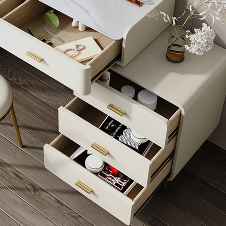 Wood and Metal Vanity Table in White/Grey Makeup Vanity Desk