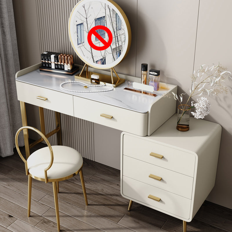 Wood and Metal Vanity Table in White/Grey Makeup Vanity Desk