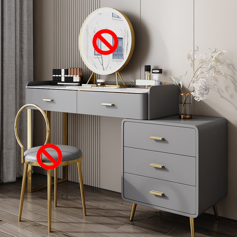 Wood and Metal Vanity Table in White/Grey Makeup Vanity Desk