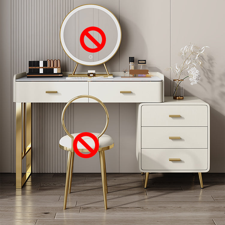 Wood and Metal Vanity Table in White/Grey Makeup Vanity Desk