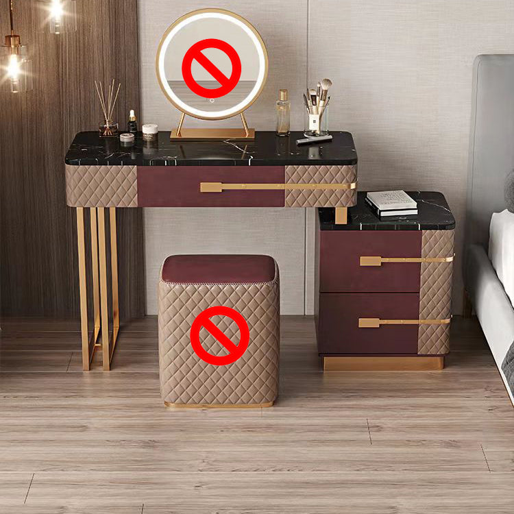 Faux Leder Waschtisch -Schminktisch mit 3 Aufbewahrungsschubladen