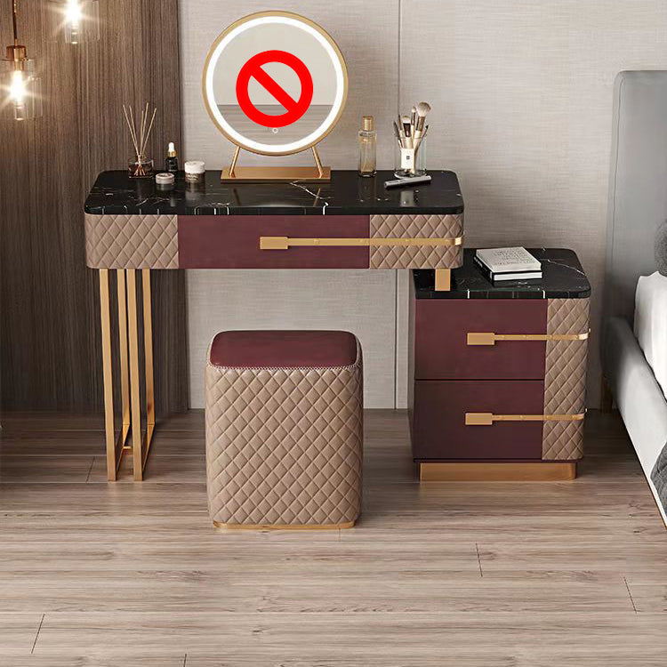 Faux Leder Waschtisch -Schminktisch mit 3 Aufbewahrungsschubladen