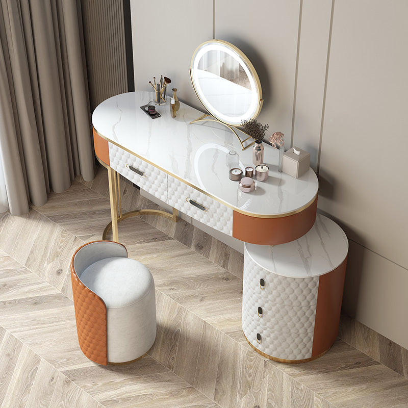 5 cassetti da 29,52 "set di vanità alta con sgabello