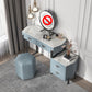 Faux Leather Makeup Dressing Table Stool Set Blue Makeup Vanity