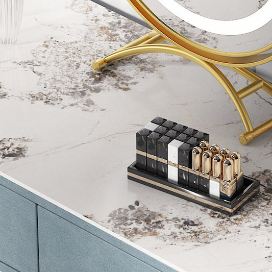 Kunstleder Make -up -Schminktisch Stuhl Set Blue Make -up Eitelkeit