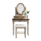 Victorian Wood Vanity e sgabello da toeletta con cassetti di stoccaggio